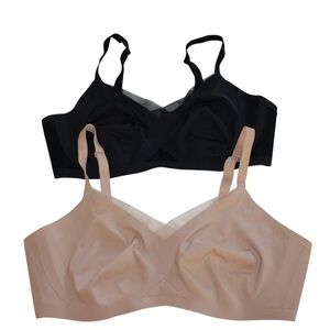 Honeylove Wireless Lift Bra Set of 2 Black & Nude Size L 38B/C NWOT